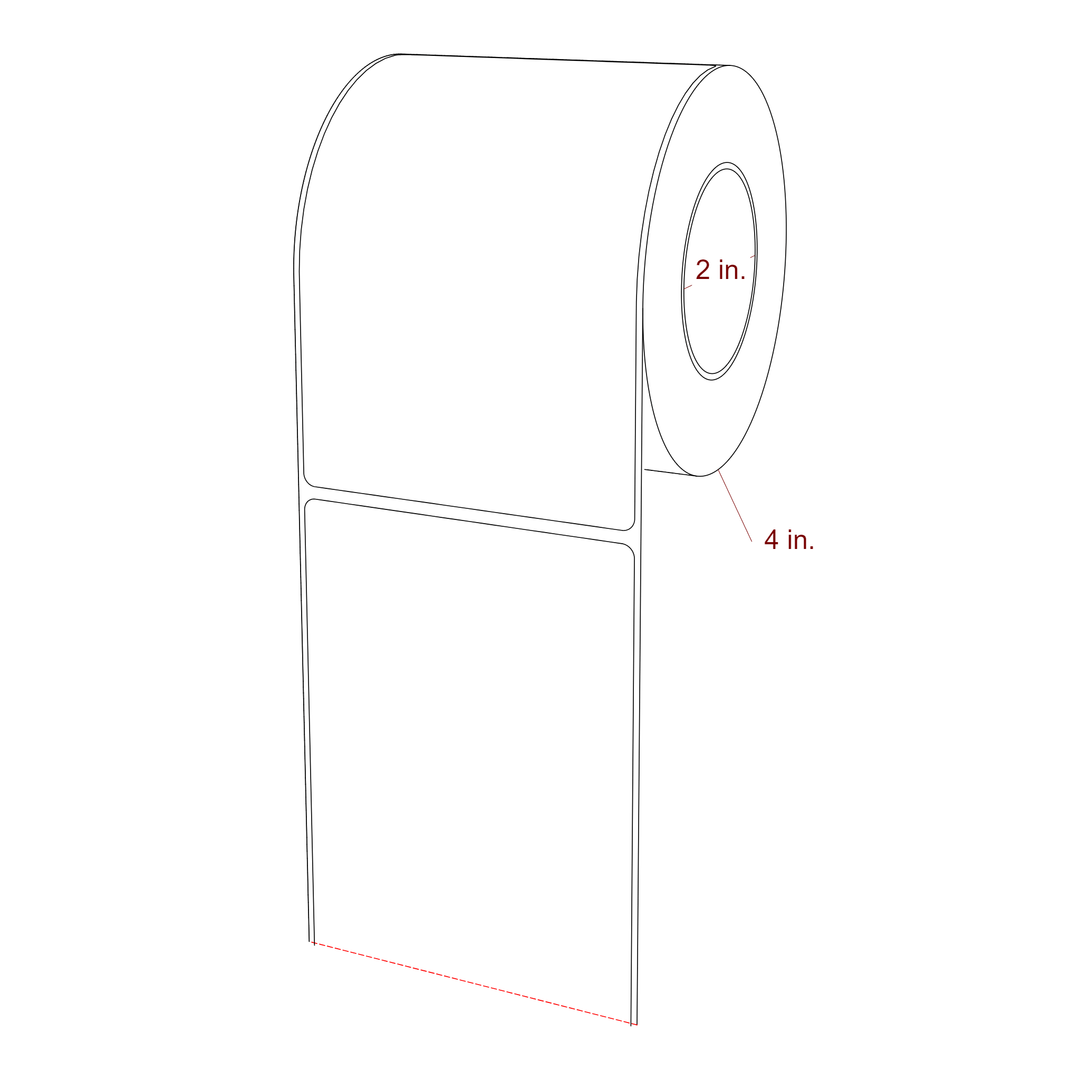 3.5 Inch x 5.25 Inch Rectangle Inkjet Label Roll - 2 Inch Core - 4 Inch Roll OD - 3D Perspective