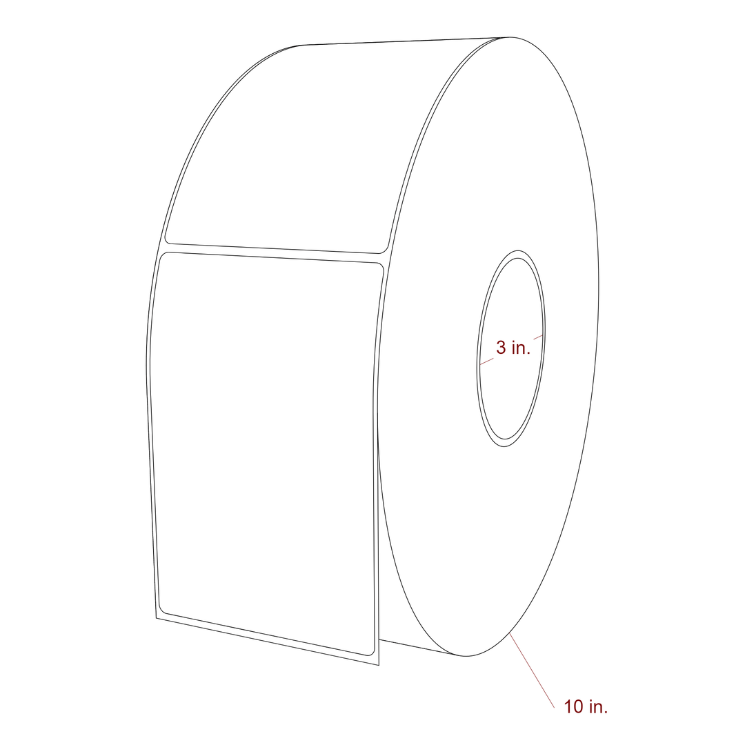 3.5 Inch x 5.25 Inch Rectangle Inkjet Label Roll - 3 Inch Core - 10 Inch Roll OD - 3D Perspective