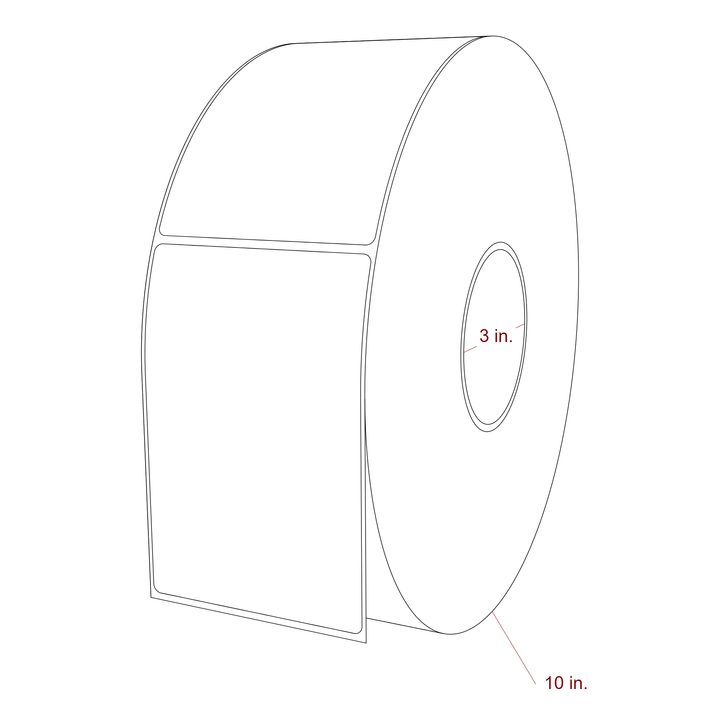 3.5 Inch x 5.25 Inch Rectangle Inkjet Label Roll - 3 Inch Core - 10 Inch Roll OD - 3D Perspective