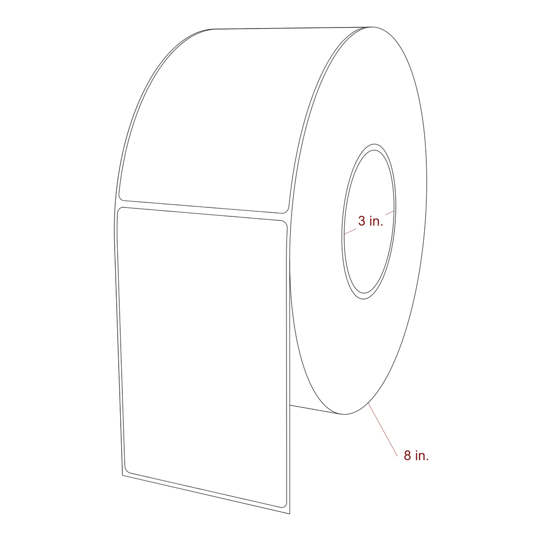 3.5 Inch x 5.25 Inch Rectangle Inkjet Label Roll - 3 Inch Core - 8 Inch Roll OD - 3D Perspective