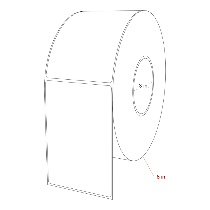 3.5 Inch x 5.25 Inch Rectangle Inkjet Label Roll - 3 Inch Core - 8 Inch Roll OD - 3D Perspective