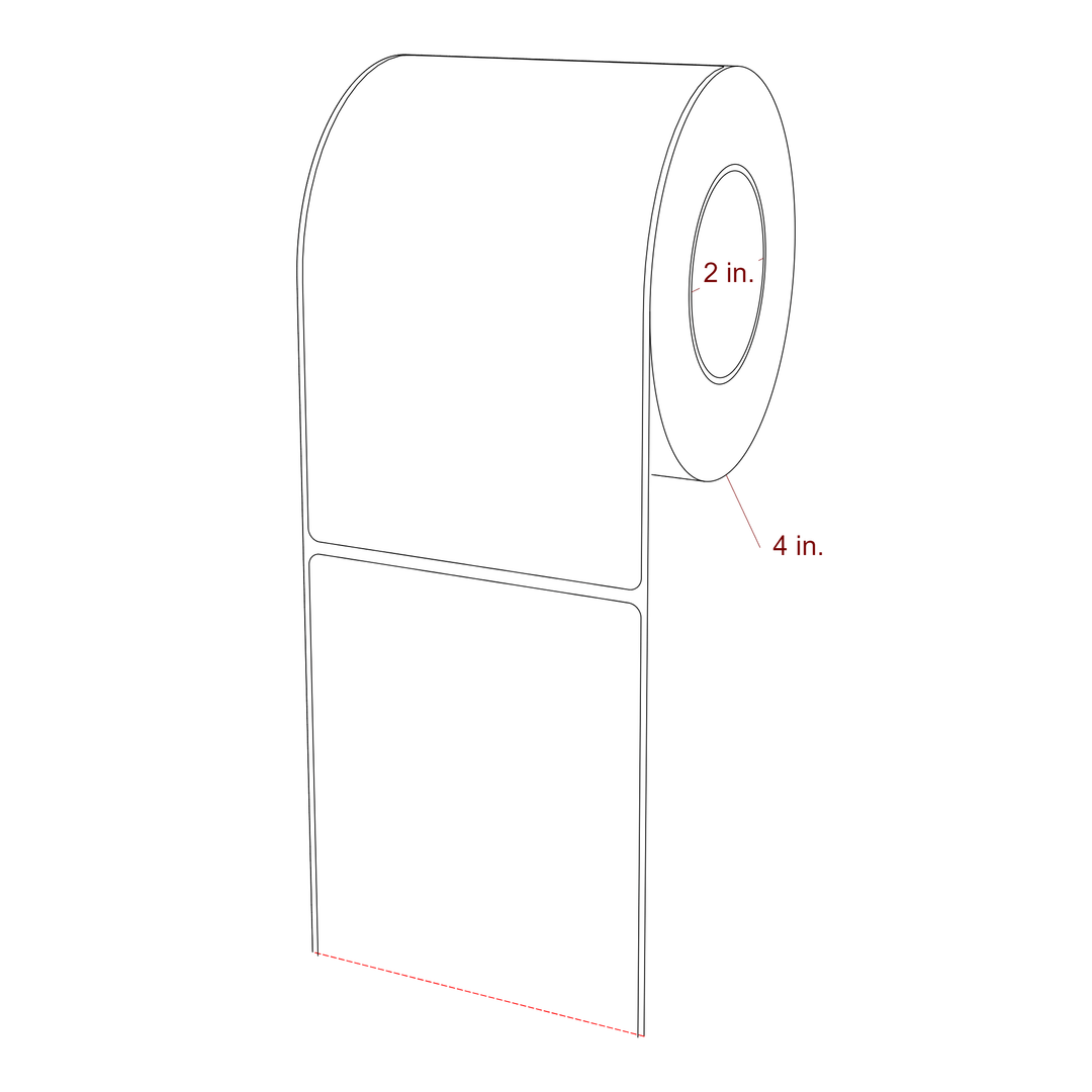 3.5 Inch x 5.75 Inch Rectangle Inkjet Label Roll - 2 Inch Core - 4 Inch Roll OD - 3D Perspective