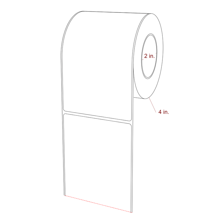3.5 Inch x 5.75 Inch Rectangle Inkjet Label Roll - 2 Inch Core - 4 Inch Roll OD - 3D Perspective