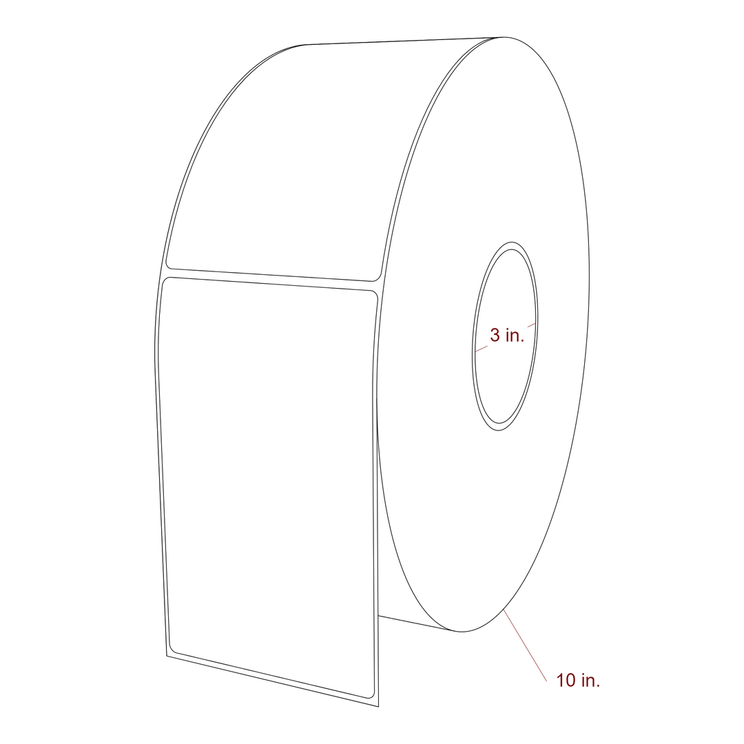 3.5 Inch x 5.75 Inch Rectangle Inkjet Label Roll - 3 Inch Core - 10 Inch Roll OD - 3D Perspective