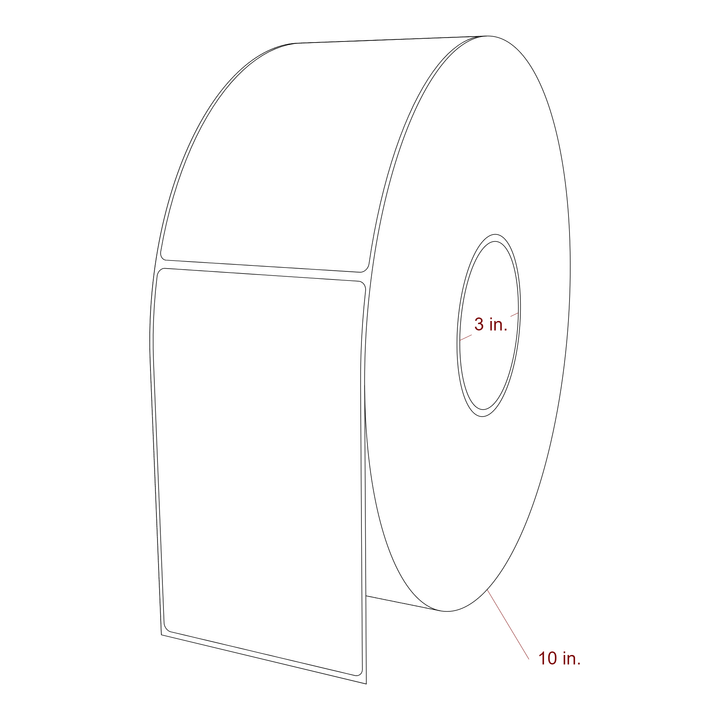 3.5 Inch x 5.75 Inch Rectangle Inkjet Label Roll - 3 Inch Core - 10 Inch Roll OD - 3D Perspective