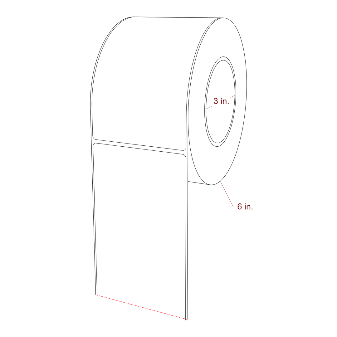3.5 Inch x 5.75 Inch Rectangle Inkjet Label Roll - 3 Inch Core - 6 Inch Roll OD - 3D Perspective