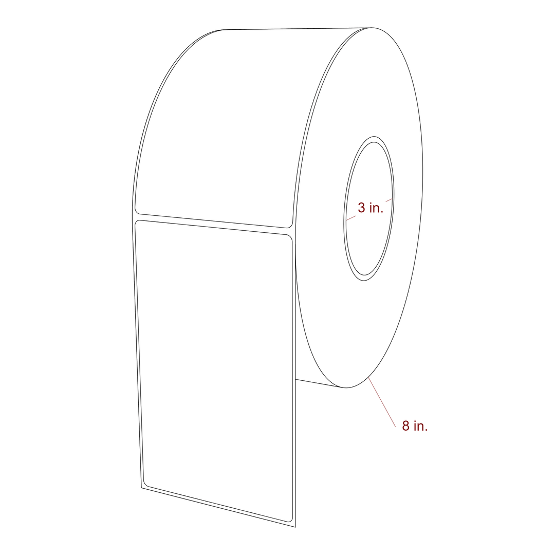 3.5 Inch x 5.75 Inch Rectangle Inkjet Label Roll - 3 Inch Core - 8 Inch Roll OD - 3D Perspective