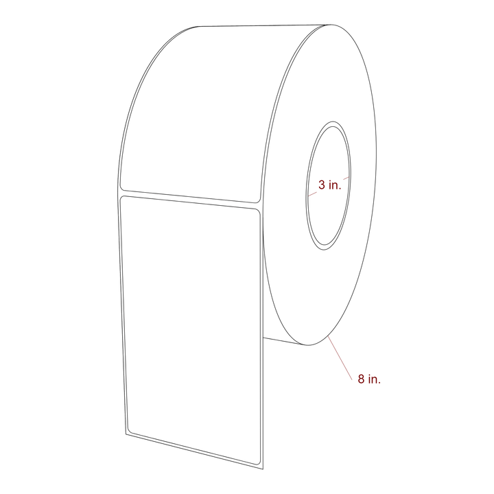 3.5 Inch x 5.75 Inch Rectangle Inkjet Label Roll - 3 Inch Core - 8 Inch Roll OD - 3D Perspective