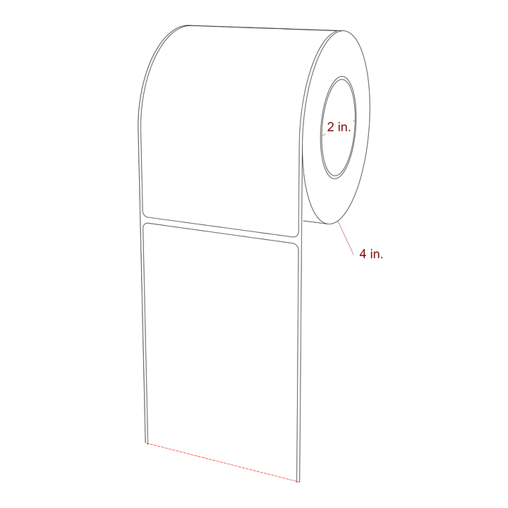 3.5 Inch x 5 Inch Rectangle Inkjet Label Roll - 2 Inch Core - 4 Inch Roll OD - 3D Perspective