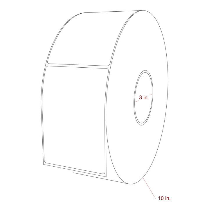 3.5 Inch x 5 Inch Rectangle Inkjet Label Roll - 3 Inch Core - 10 Inch Roll OD - 3D Perspective