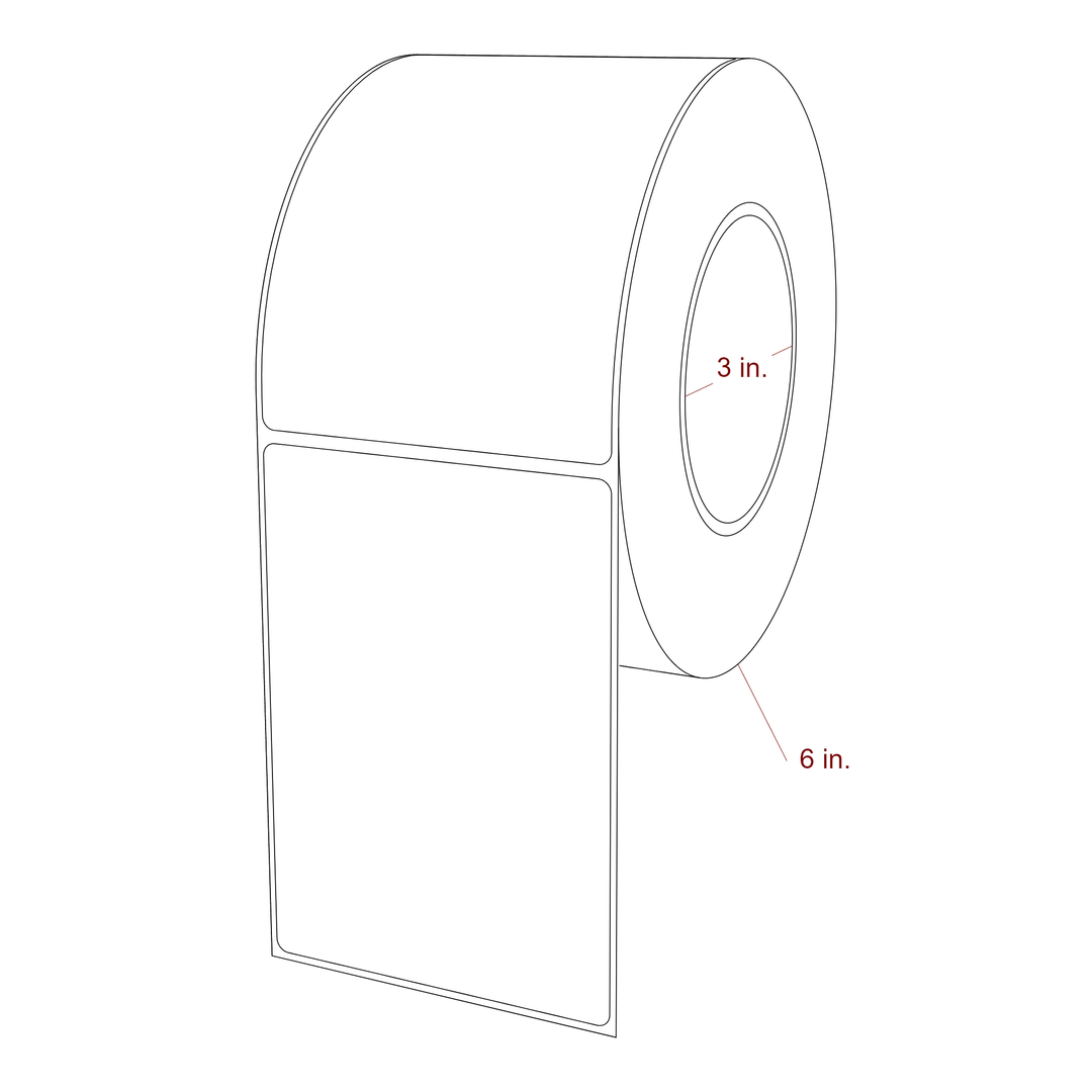 3.5 Inch x 5 Inch Rectangle Inkjet Label Roll - 3 Inch Core - 6 Inch Roll OD - 3D Perspective