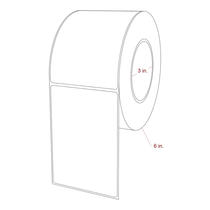 3.5 Inch x 5 Inch Rectangle Inkjet Label Roll - 3 Inch Core - 6 Inch Roll OD - 3D Perspective