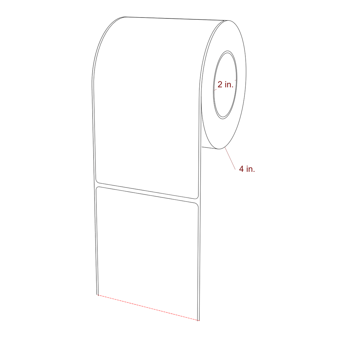 3.5 Inch x 6.25 Inch Rectangle Inkjet Label Roll - 2 Inch Core - 4 Inch Roll OD - 3D Perspective