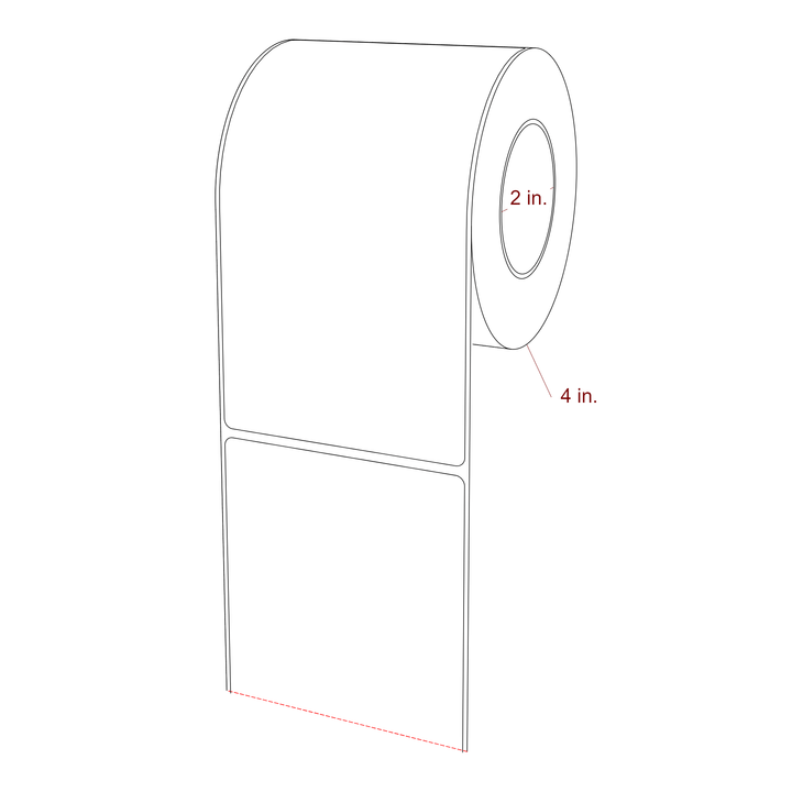 3.5 Inch x 6.25 Inch Rectangle Inkjet Label Roll - 2 Inch Core - 4 Inch Roll OD - 3D Perspective