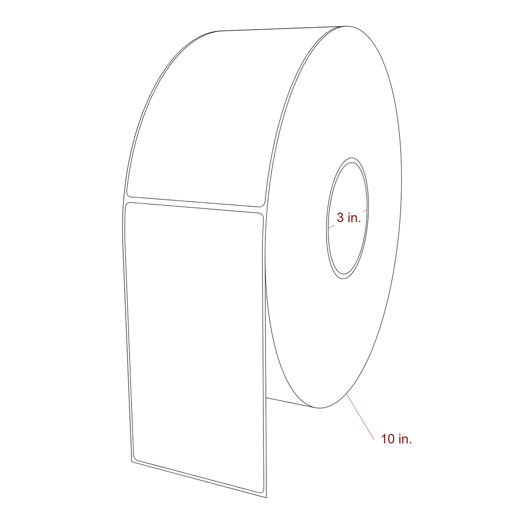 3.5 Inch x 6.25 Inch Rectangle Inkjet Label Roll - 3 Inch Core - 10 Inch Roll OD - 3D Perspective