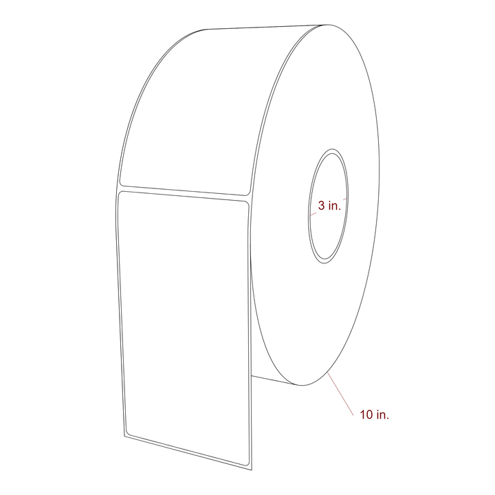 3.5 Inch x 6.25 Inch Rectangle Inkjet Label Roll - 3 Inch Core - 10 Inch Roll OD - 3D Perspective