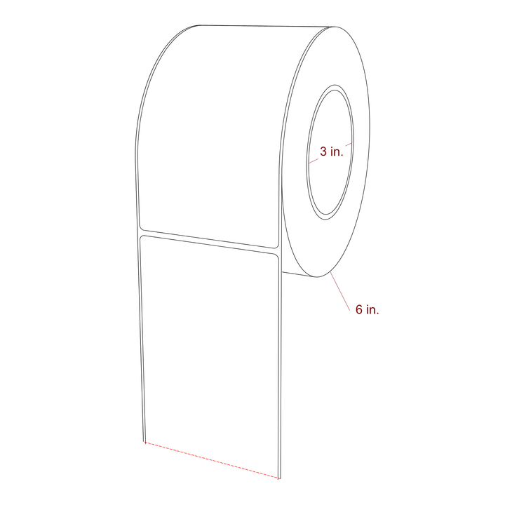 3.5 Inch x 6.25 Inch Rectangle Inkjet Label Roll - 3 Inch Core - 6 Inch Roll OD - 3D Perspective