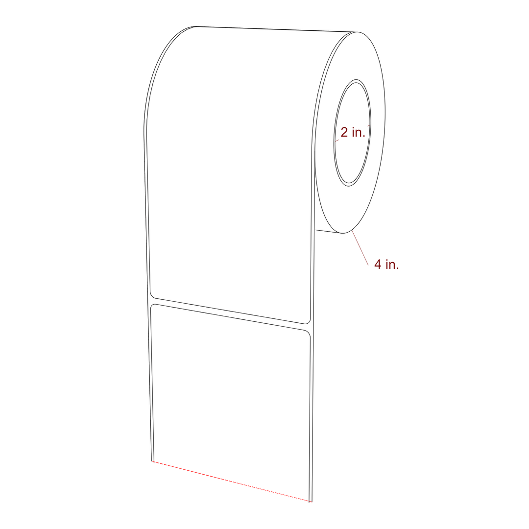 3.5 Inch x 6.5 Inch Rectangle Inkjet Label Roll - 2 Inch Core - 4 Inch Roll OD - 3D Perspective