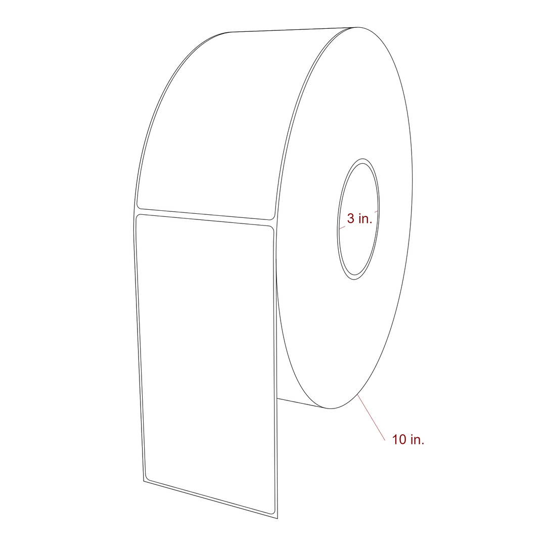 3.5 Inch x 6.5 Inch Rectangle Inkjet Label Roll - 3 Inch Core - 10 Inch Roll OD - 3D Perspective