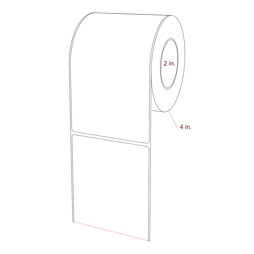 3.5 Inch x 6 Inch Rectangle Inkjet Label Roll - 2 Inch Core - 4 Inch Roll OD - 3D Perspective