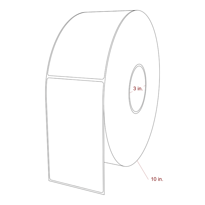 3.5 Inch x 6 Inch Rectangle Inkjet Label Roll - 3 Inch Core - 10 Inch Roll OD - 3D Perspective