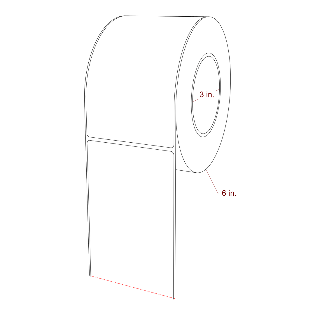 3.5 Inch x 6 Inch Rectangle Inkjet Label Roll - 3 Inch Core - 6 Inch Roll OD - 3D Perspective