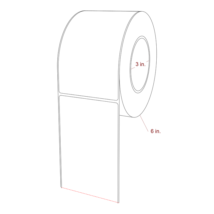 3.5 Inch x 6 Inch Rectangle Inkjet Label Roll - 3 Inch Core - 6 Inch Roll OD - 3D Perspective