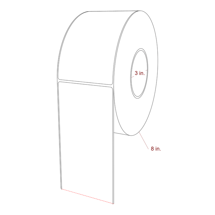 3.5 Inch x 6 Inch Rectangle Inkjet Label Roll - 3 Inch Core - 8 Inch Roll OD - 3D Perspective