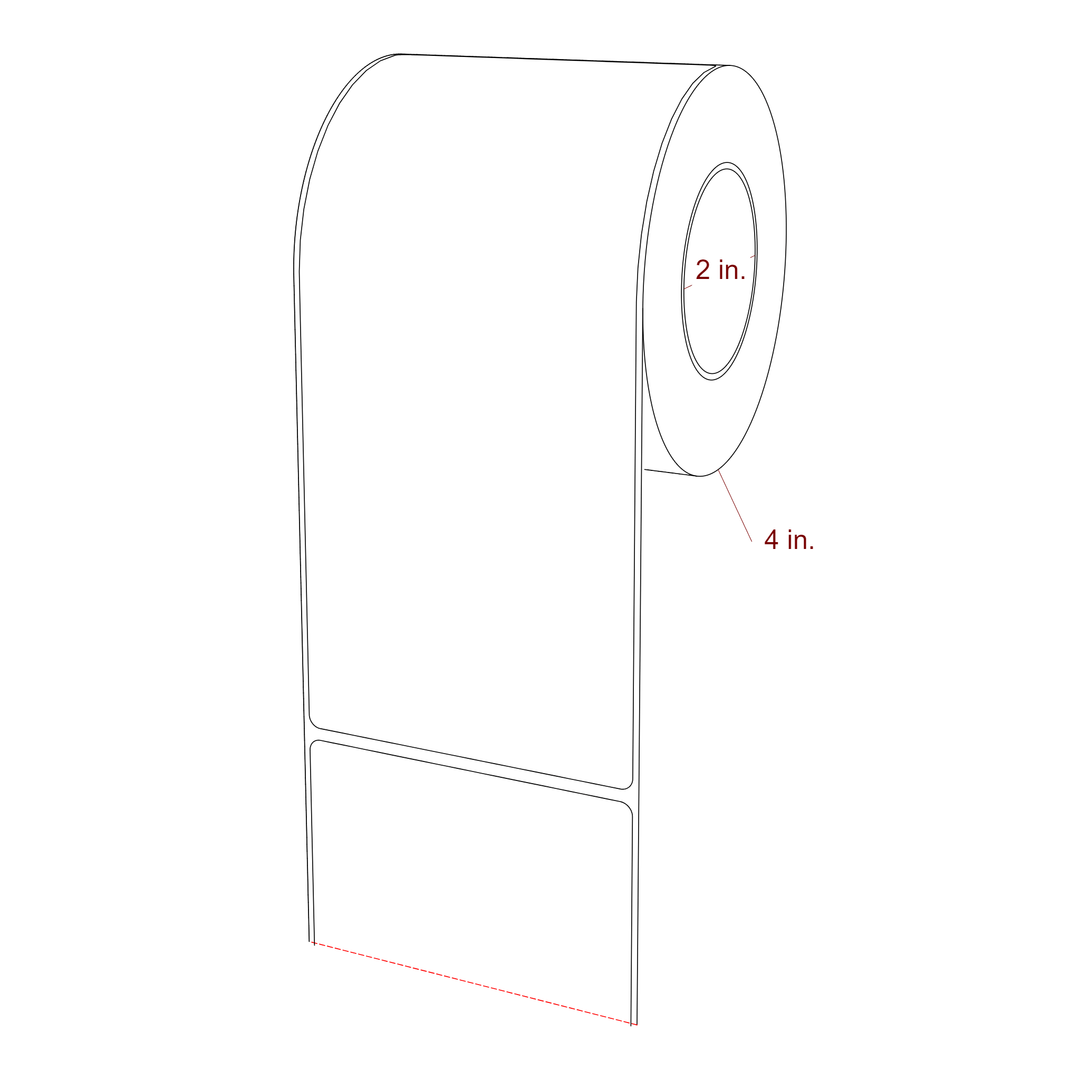 3.5 Inch x 7.75 Inch Rectangle Inkjet Label Roll - 2 Inch Core - 4 Inch Roll OD - 3D Perspective
