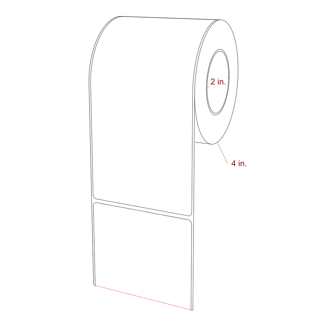 3.5 Inch x 7 Inch Rectangle Inkjet Label Roll - 2 Inch Core - 4 Inch Roll OD - 3D Perspective
