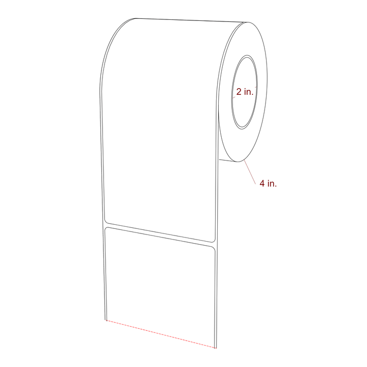 3.5 Inch x 7 Inch Rectangle Inkjet Label Roll - 2 Inch Core - 4 Inch Roll OD - 3D Perspective