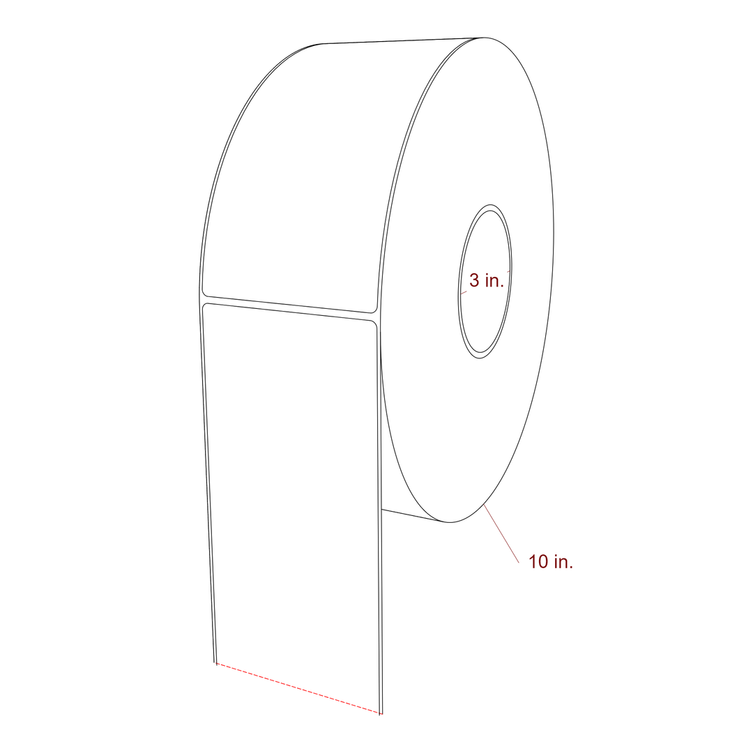 3.5 Inch x 7 Inch Rectangle Inkjet Label Roll - 3 Inch Core - 10 Inch Roll OD - 3D Perspective