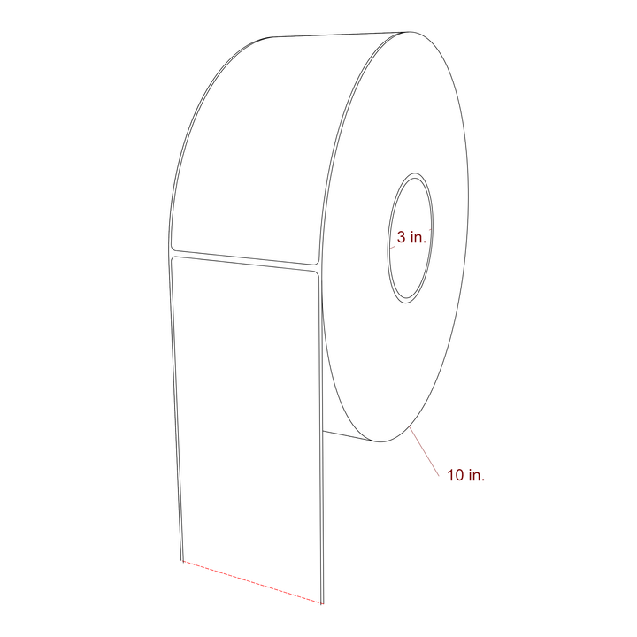 3.5 Inch x 7 Inch Rectangle Inkjet Label Roll - 3 Inch Core - 10 Inch Roll OD - 3D Perspective