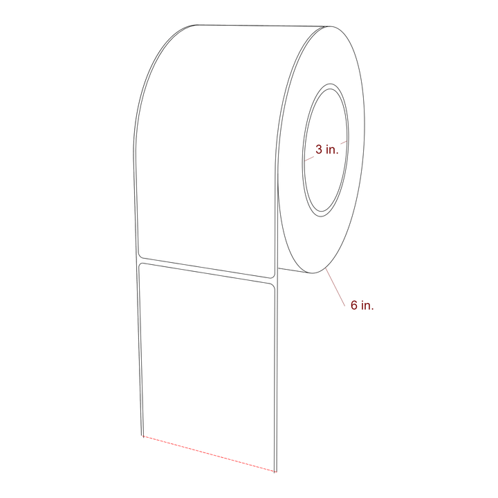 3.5 Inch x 7 Inch Rectangle Inkjet Label Roll - 3 Inch Core - 6 Inch Roll OD - 3D Perspective