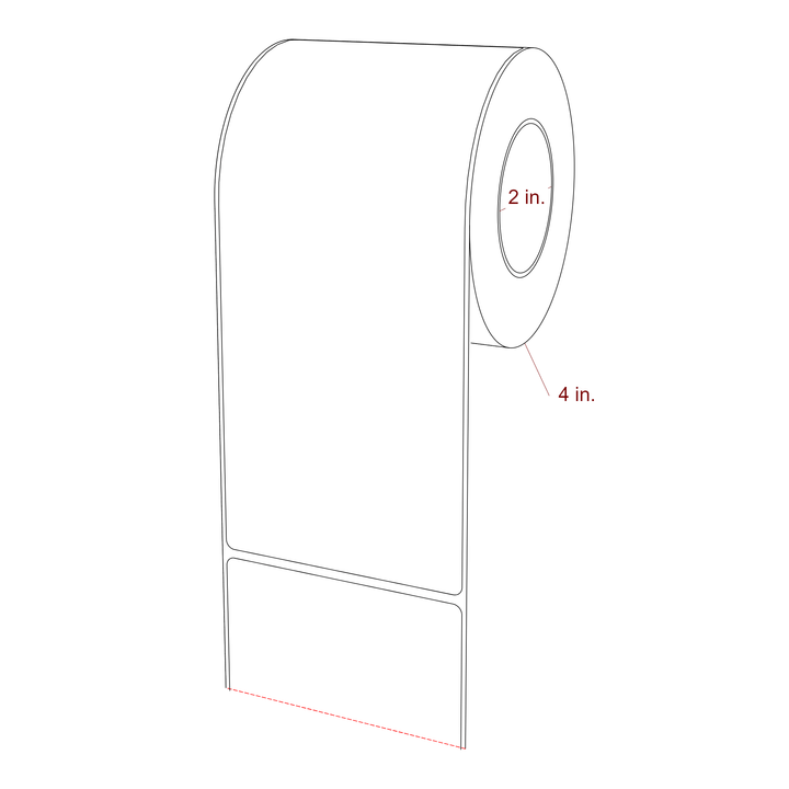 3.5 Inch x 8 Inch Rectangle Inkjet Label Roll - 2 Inch Core - 4 Inch Roll OD - 3D Perspective