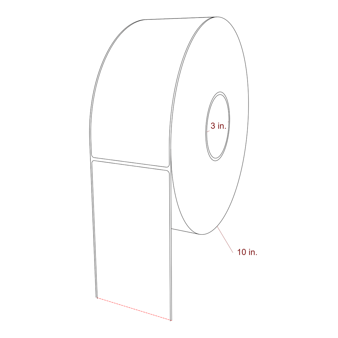 3.5 Inch x 8 Inch Rectangle Inkjet Label Roll - 3 Inch Core - 10 Inch Roll OD - 3D Perspective