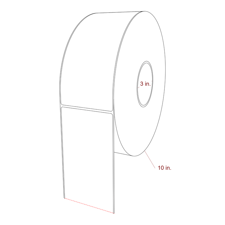 3.5 Inch x 8 Inch Rectangle Inkjet Label Roll - 3 Inch Core - 10 Inch Roll OD - 3D Perspective