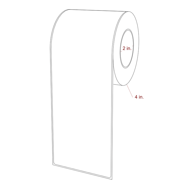3.5 Inch x 9.75 Inch Rectangle Inkjet Label Roll - 2 Inch Core - 4 Inch Roll OD - 3D Perspective