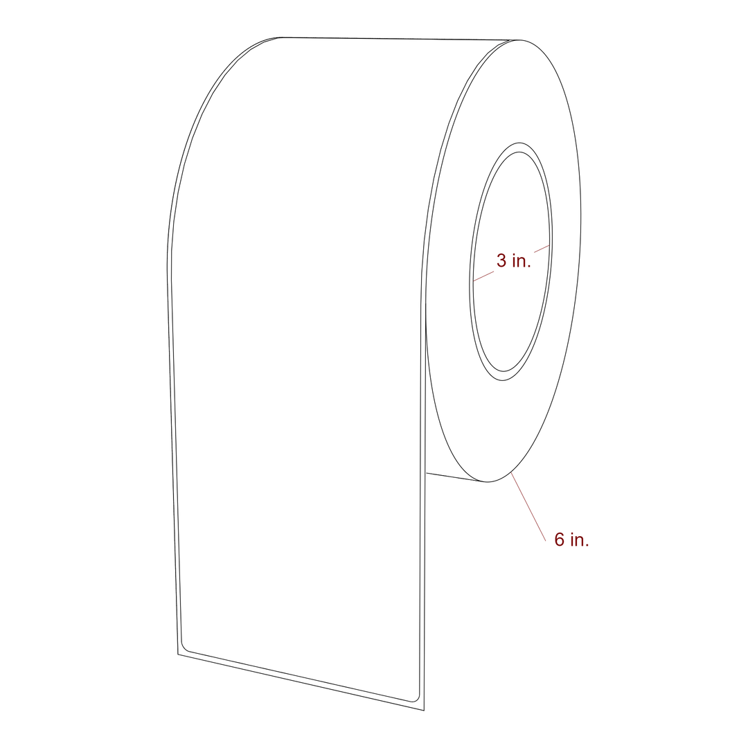 3.5 Inch x 9.75 Inch Rectangle Inkjet Label Roll - 3 Inch Core - 6 Inch Roll OD - 3D Perspective