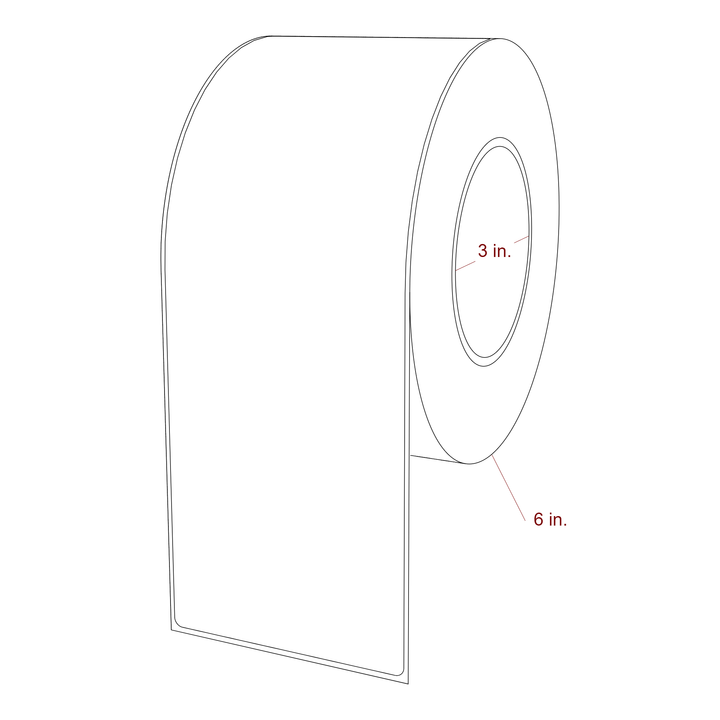 3.5 Inch x 9.75 Inch Rectangle Inkjet Label Roll - 3 Inch Core - 6 Inch Roll OD - 3D Perspective