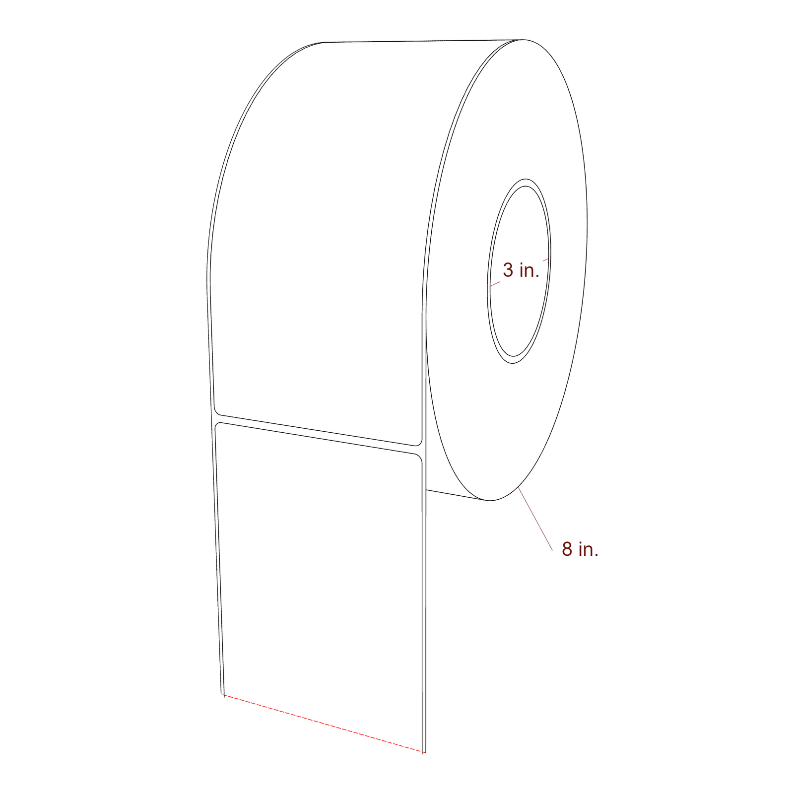 3.688" x 8" Rectangle Roll for Epson ColorWorks, VIPColor & Primera Printers; 3.688" x 8" Rectangle Label Diagram