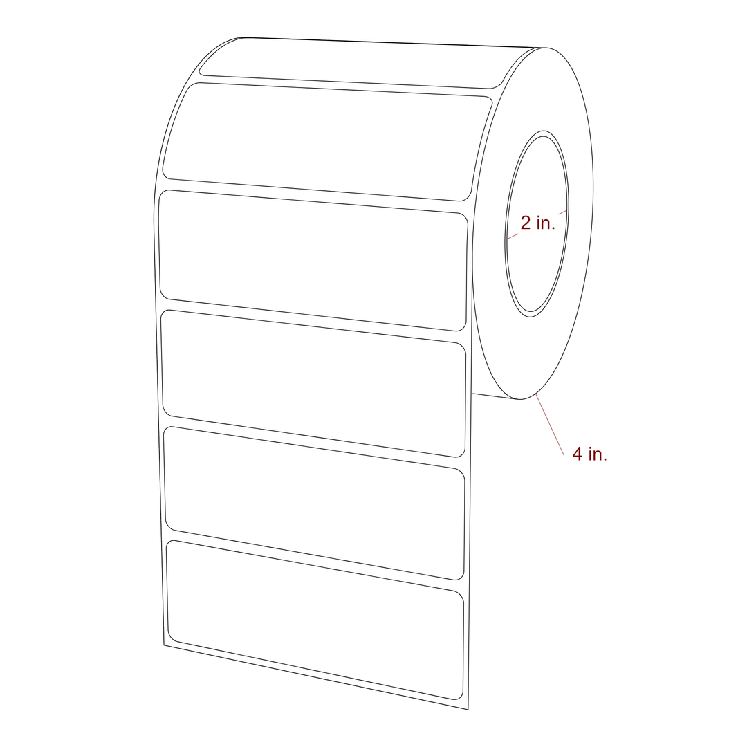 3.75 Inch x 1.25 Inch Rectangle Inkjet Label Roll - 2 Inch Core - 4 Inch Roll OD - 3D Perspective