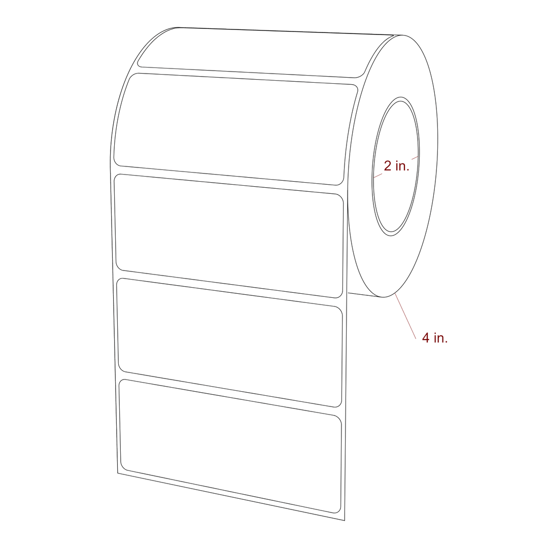 3.75 Inch x 1.5 Inch Rectangle Inkjet Label Roll - 2 Inch Core - 4 Inch Roll OD - 3D Perspective