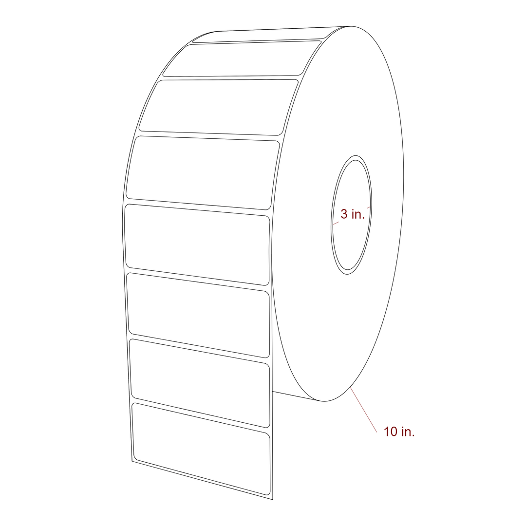 3.75 Inch x 1.5 Inch Rectangle Inkjet Label Roll - 3 Inch Core - 10 Inch Roll OD - 3D Perspective