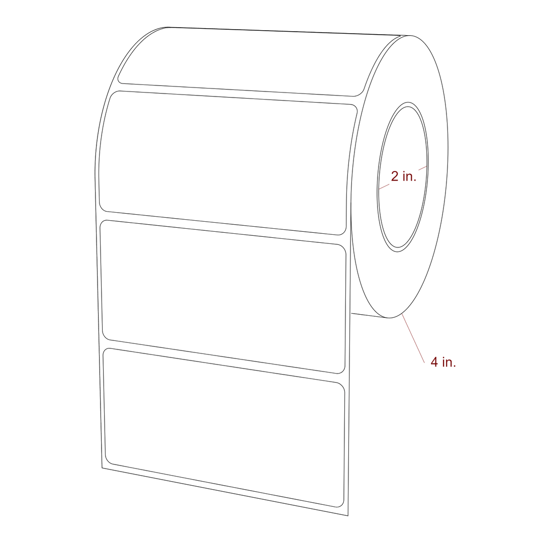 3.75 Inch x 1.75 Inch Rectangle Inkjet Label Roll - 2 Inch Core - 4 Inch Roll OD - 3D Perspective