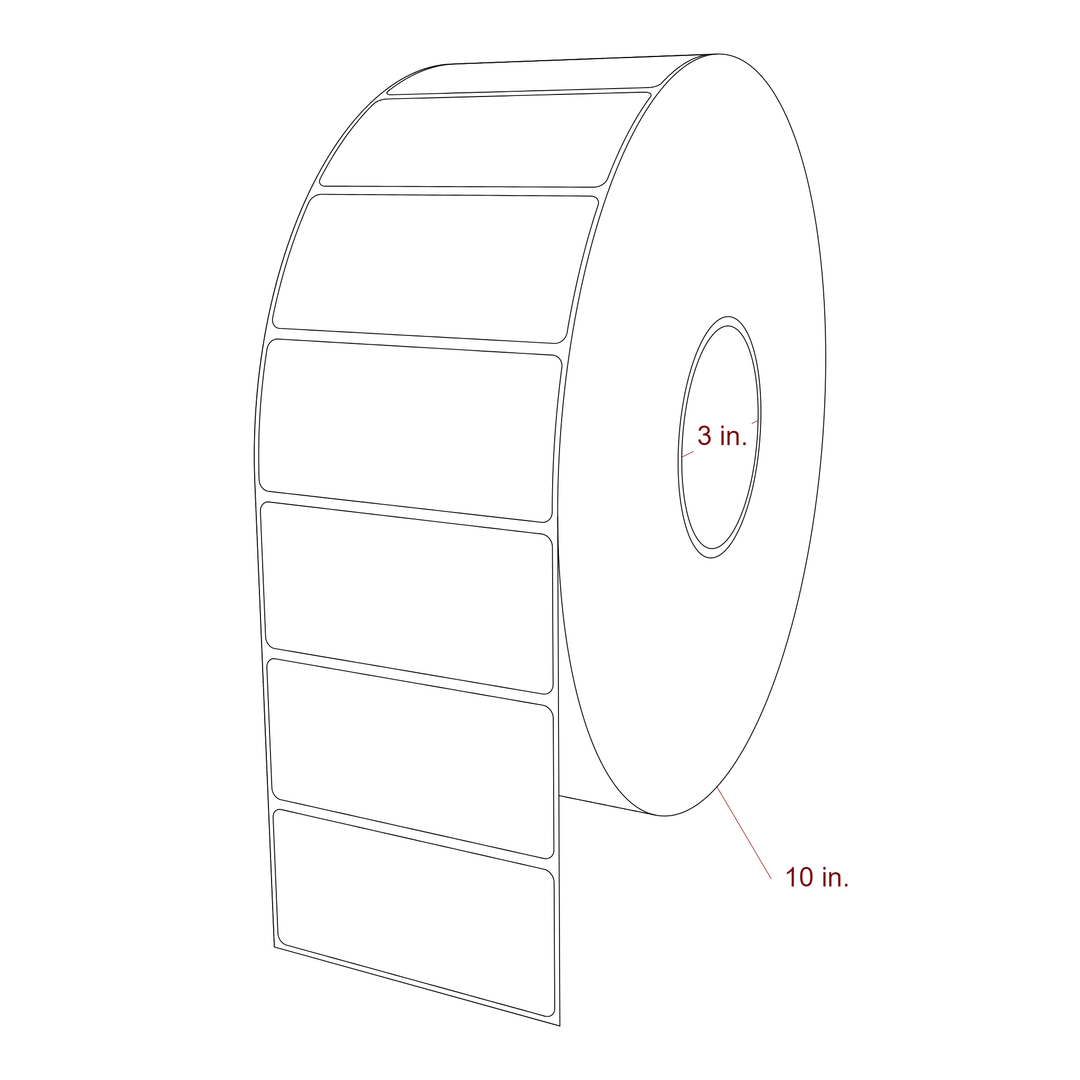3.75 Inch x 1.75 Inch Rectangle Inkjet Label Roll - 3 Inch Core - 10 Inch Roll OD - 3D Perspective