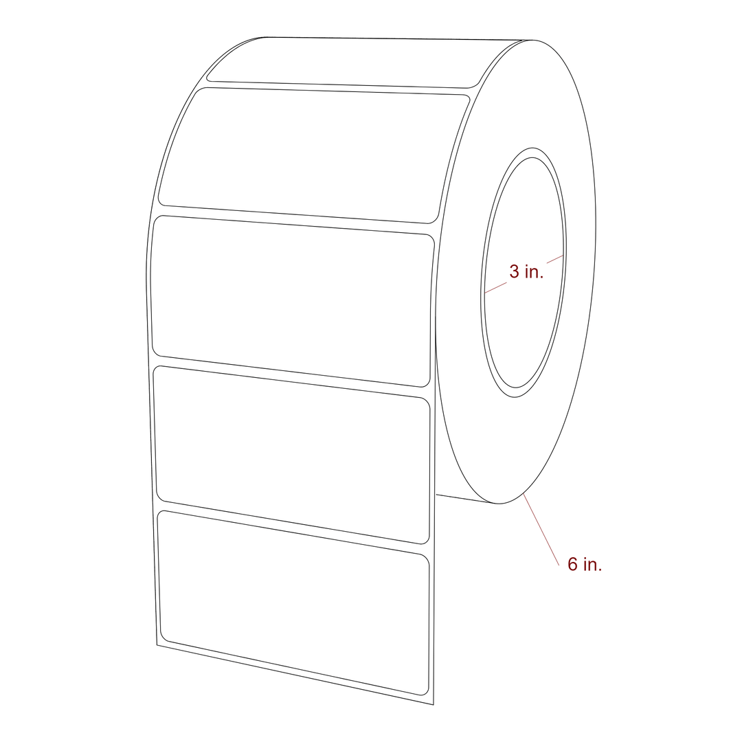 3.75 Inch x 1.75 Inch Rectangle Inkjet Label Roll - 3 Inch Core - 6 Inch Roll OD - 3D Perspective