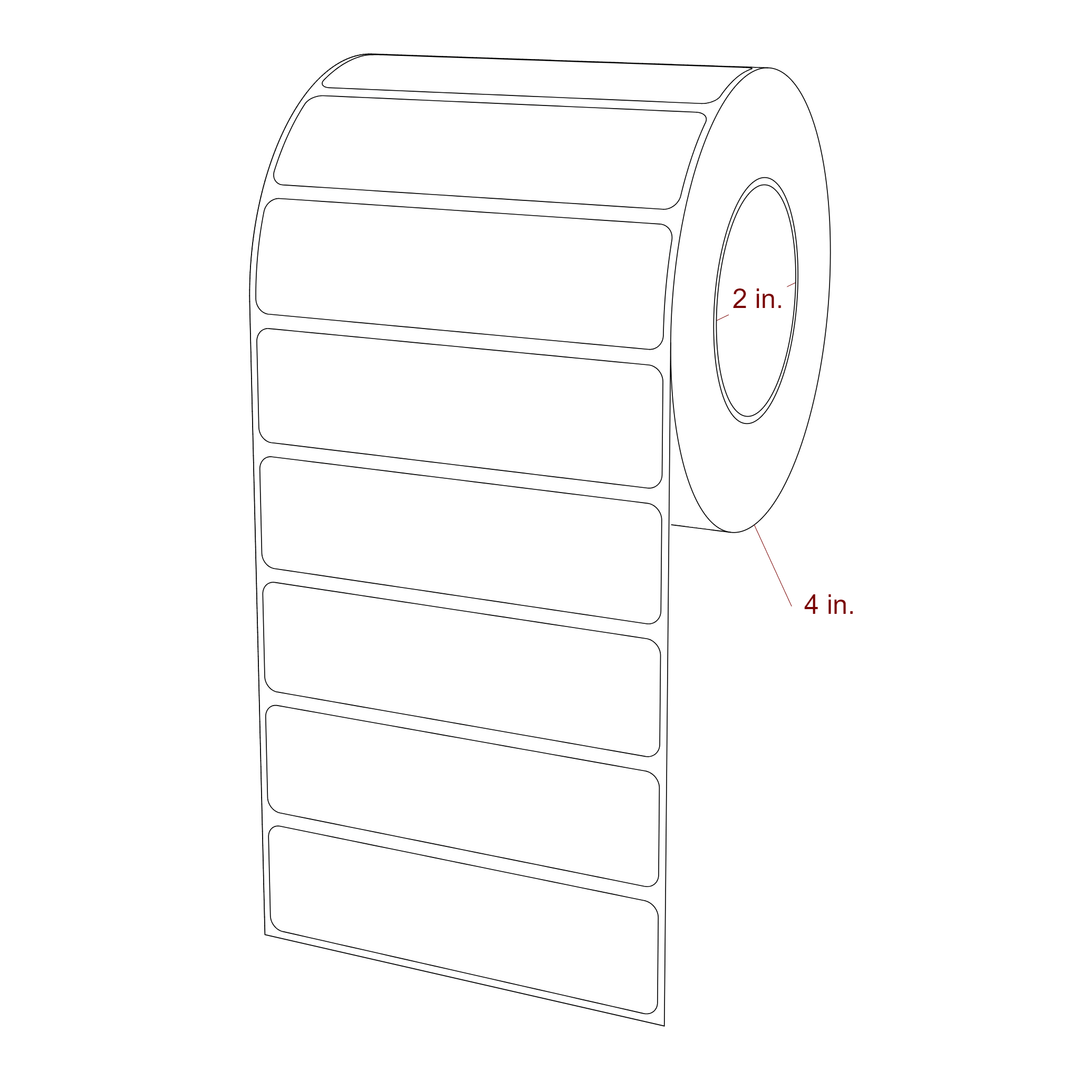 3.75 Inch x 1 Inch Rectangle Inkjet Label Roll - 2 Inch Core - 4 Inch Roll OD - 3D Perspective