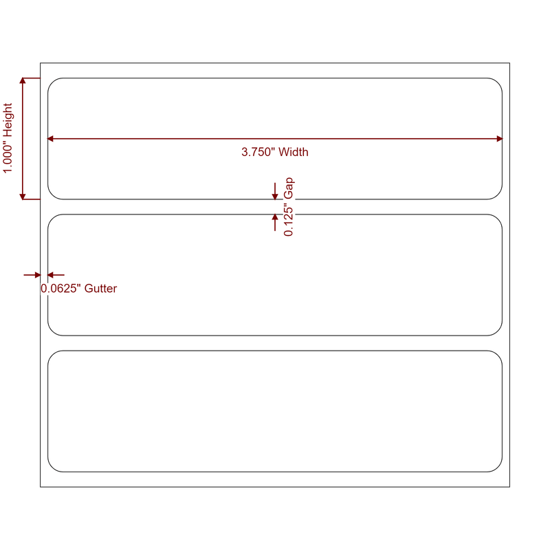3.75" x 1" Inkjet Label Rolls | Fits Epson ColorWorks, VIPColor & Primera - Label Diagram