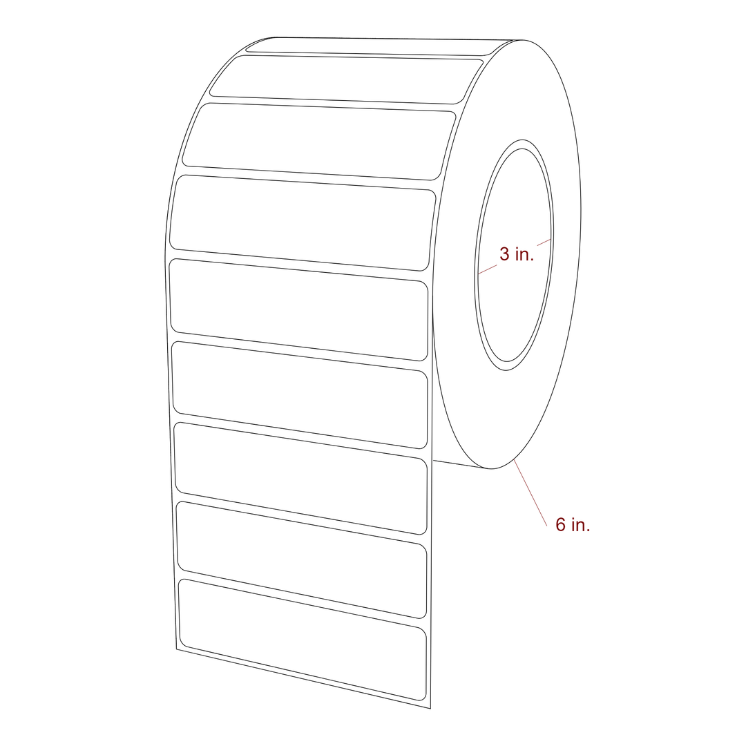 3.75 Inch x 1 Inch Rectangle Inkjet Label Roll - 3 Inch Core - 6 Inch Roll OD - 3D Perspective